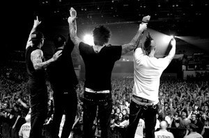 Avenged Sevenfold band members on stage